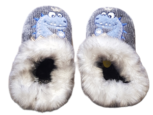 Grey Dinosaur Fur Slipper