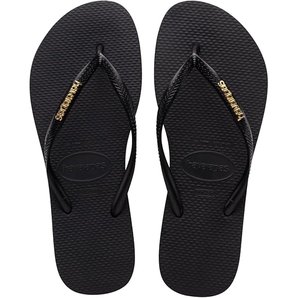 Havaianas Slim Logo Metallic Black Gold