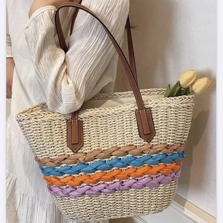 Colorful Straw Beach Bag 02