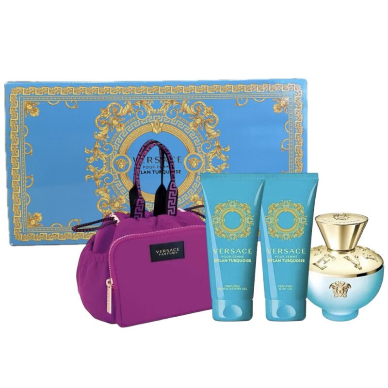 Versace Dylan Turquoise Gift Set (Eau De Toilette 100ml + Body Gel + Shower Gel + Makeup Case)