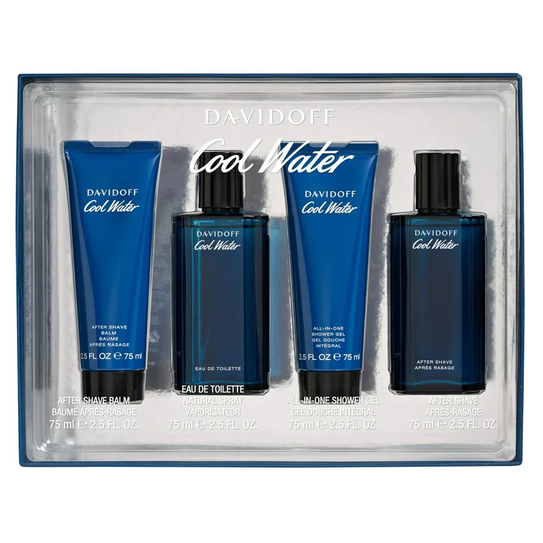 Davidoff Cool Water Gift Set (Eau De Toilette 75ml + Shower Gel + After Shave + Balm)