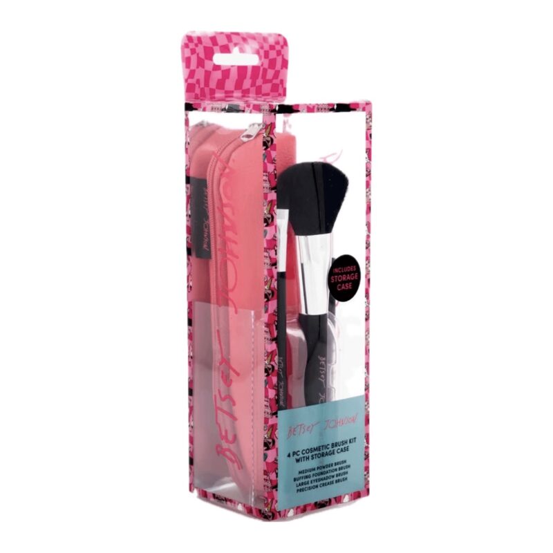 Betsey Johnson 4pc Brush Kit With Storage Case
