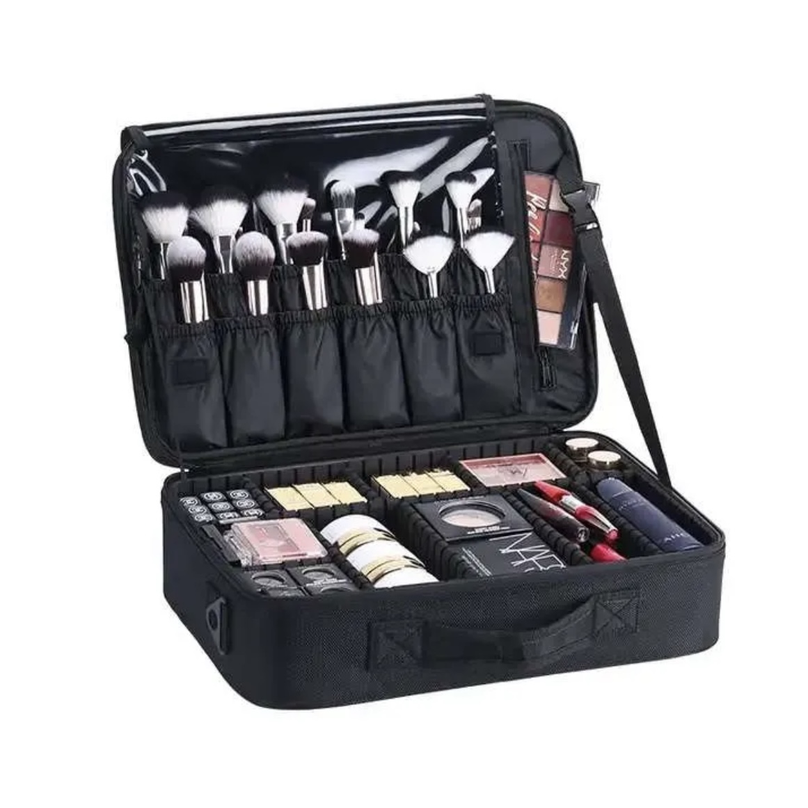 Large Separated Makeup Black Bag