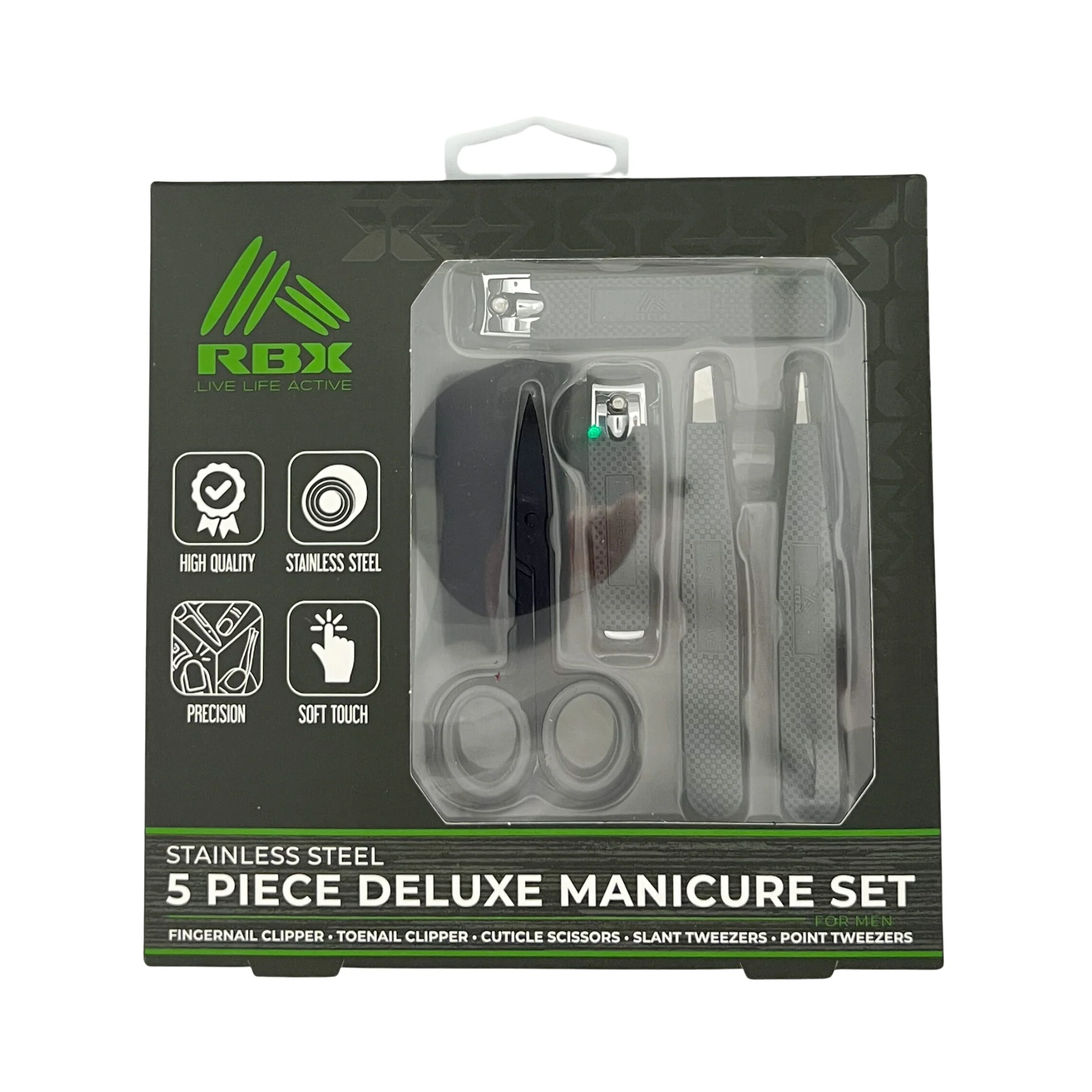 RBX Stainless Steel 5 Piece Deluxe Manicure Set