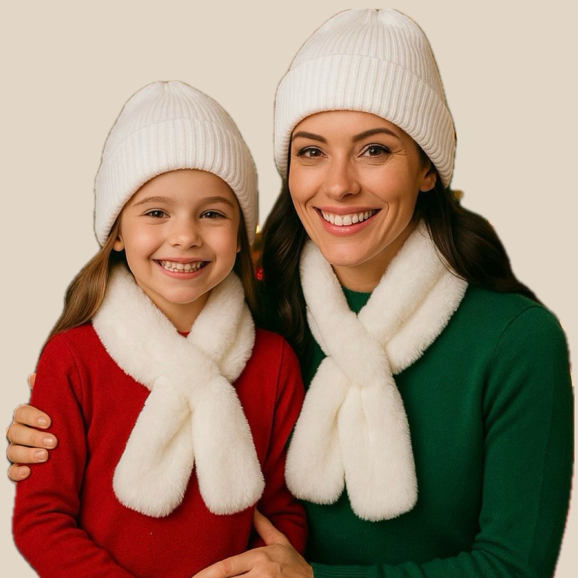 Faux Fur White Scarf