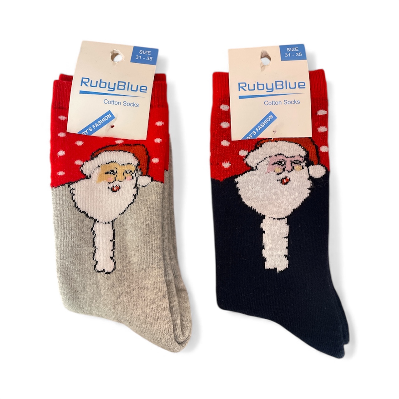 Ruby Blue Cotton Christmas Socks 31-35