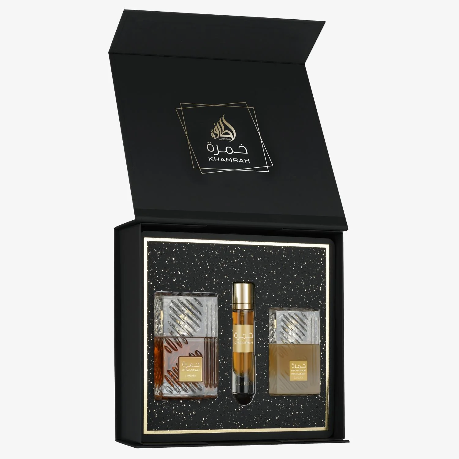 Lattafa Khamrah Gift Set (Eau De Parfum 100ml + 12ml + Hair Mist)