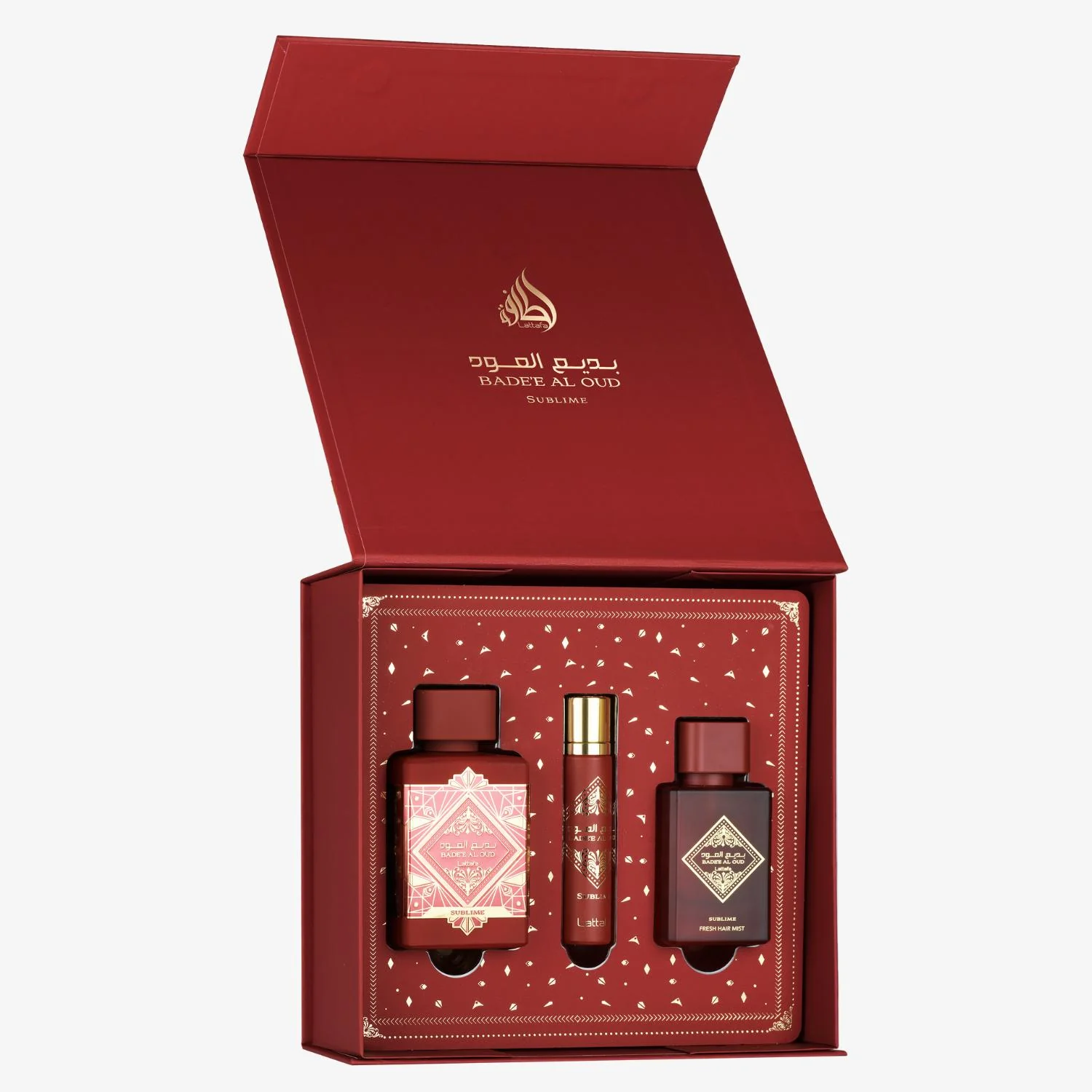 Lattafa Bade'e Al Oud Sublime Gift Set (Eau De Parfum 100ml+12ml+Hair Mist)