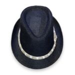 Black Beach Hat With Beige Rope