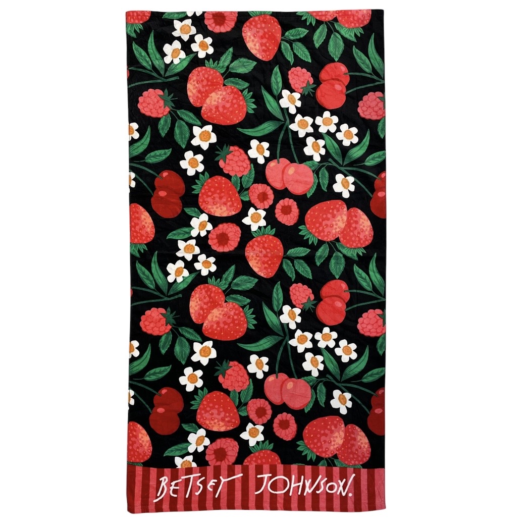 Black & Floral Beach Towel