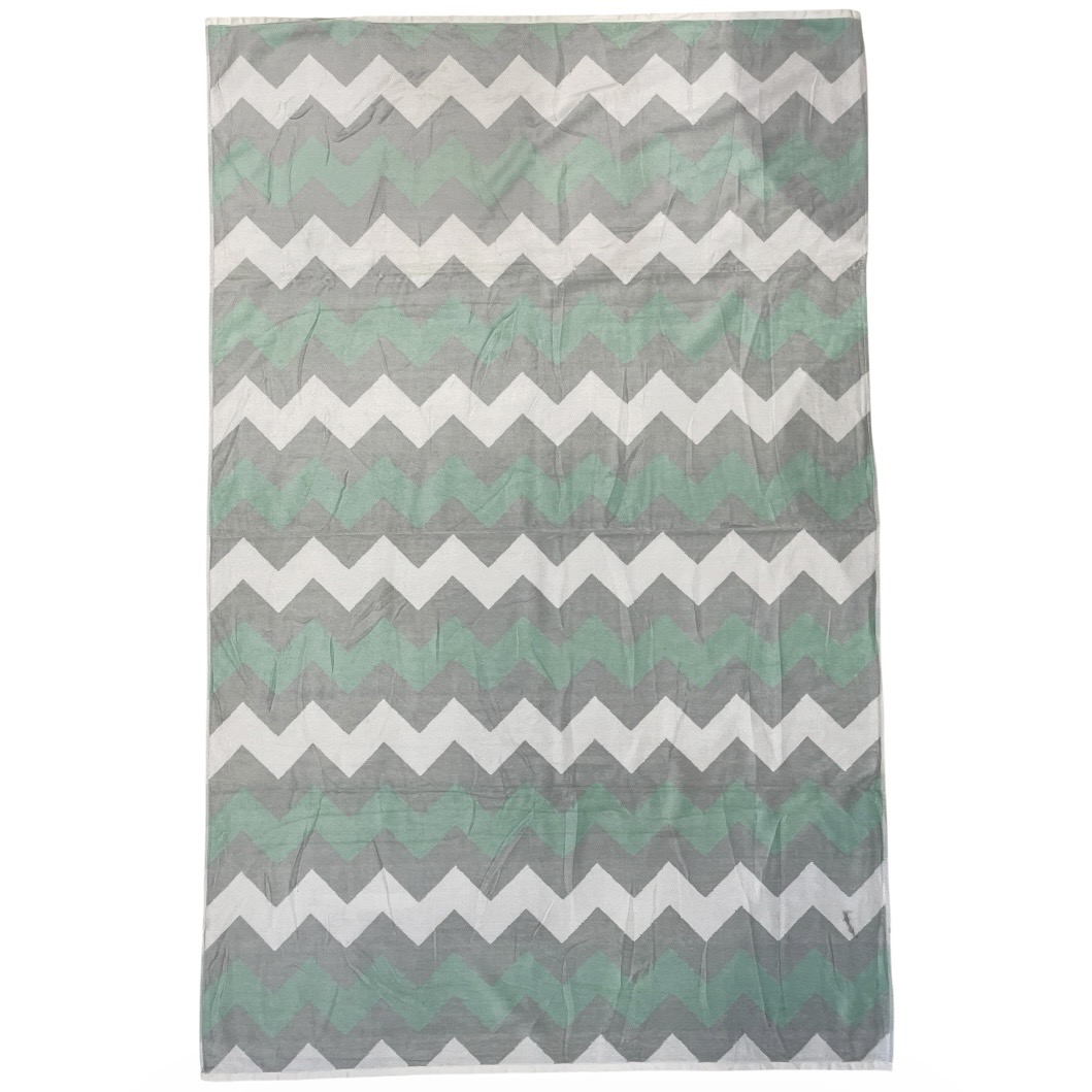 Zigzag Light Grey & Mint Beach Towel