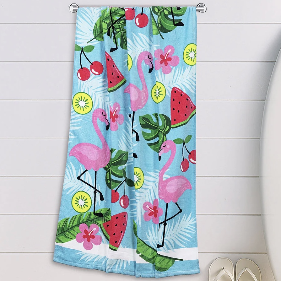 Cannon Beach Towel 70x147cm Flamingo Cotton Print