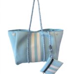 Light Blue & White Beach Bag