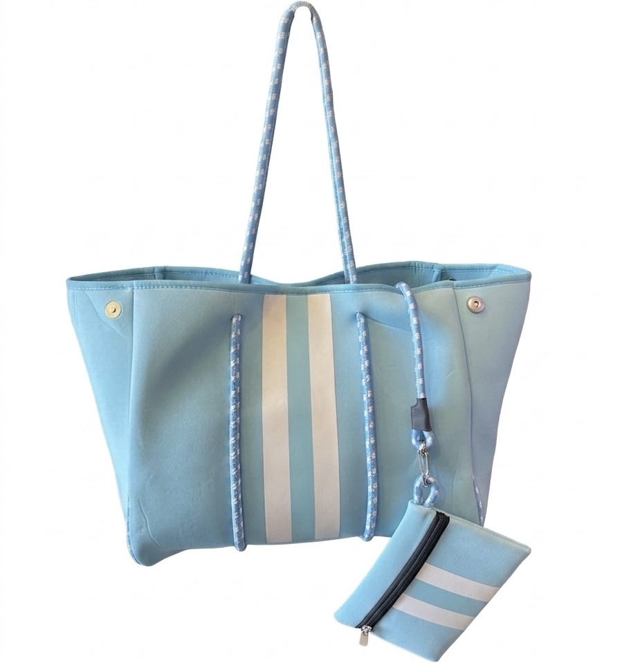 Light Blue & White Beach Bag