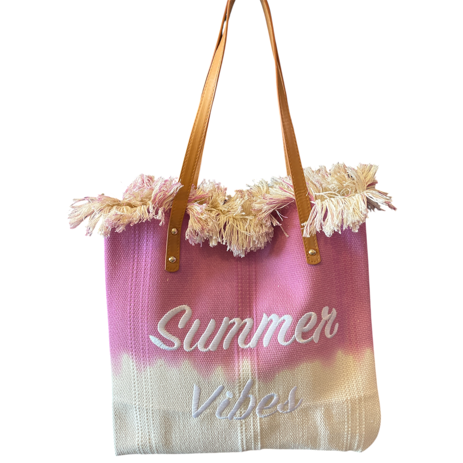 Summer Vibes White & Lavender Beach Bag