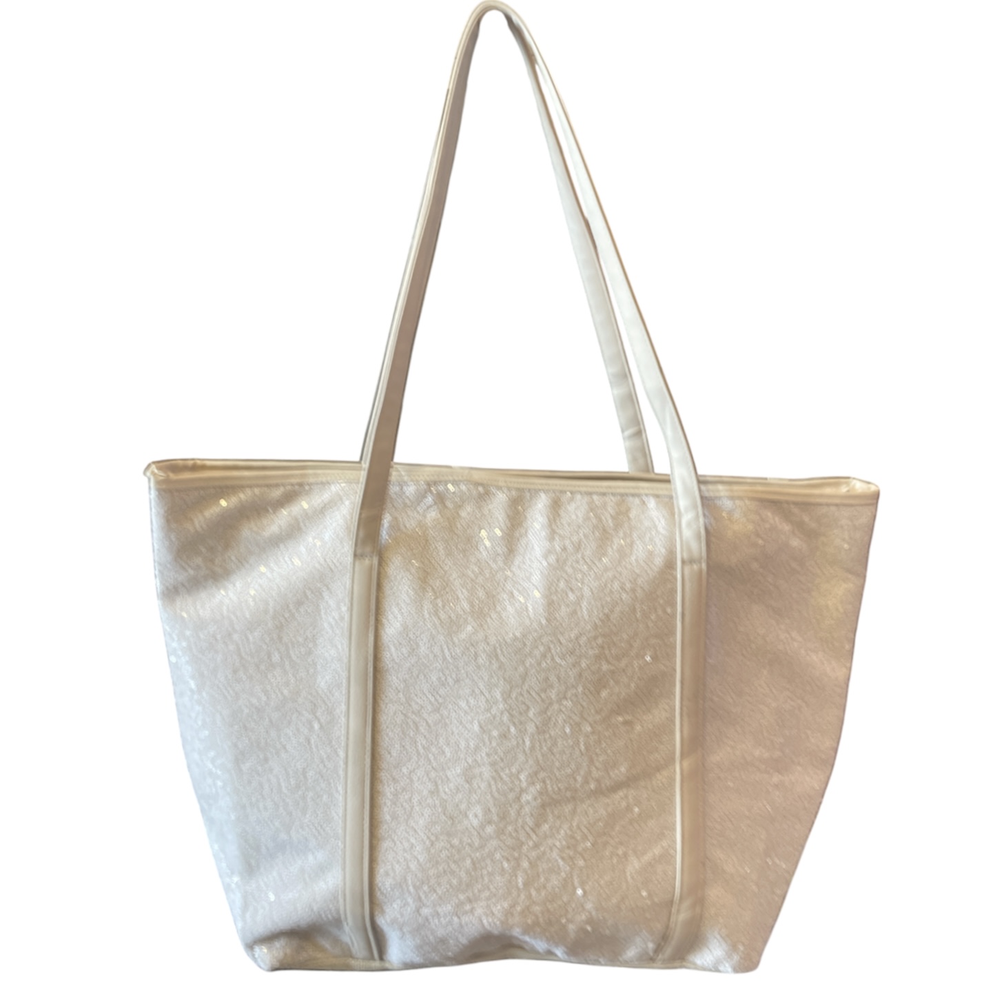JS Ondo White Sequins Beach Bag