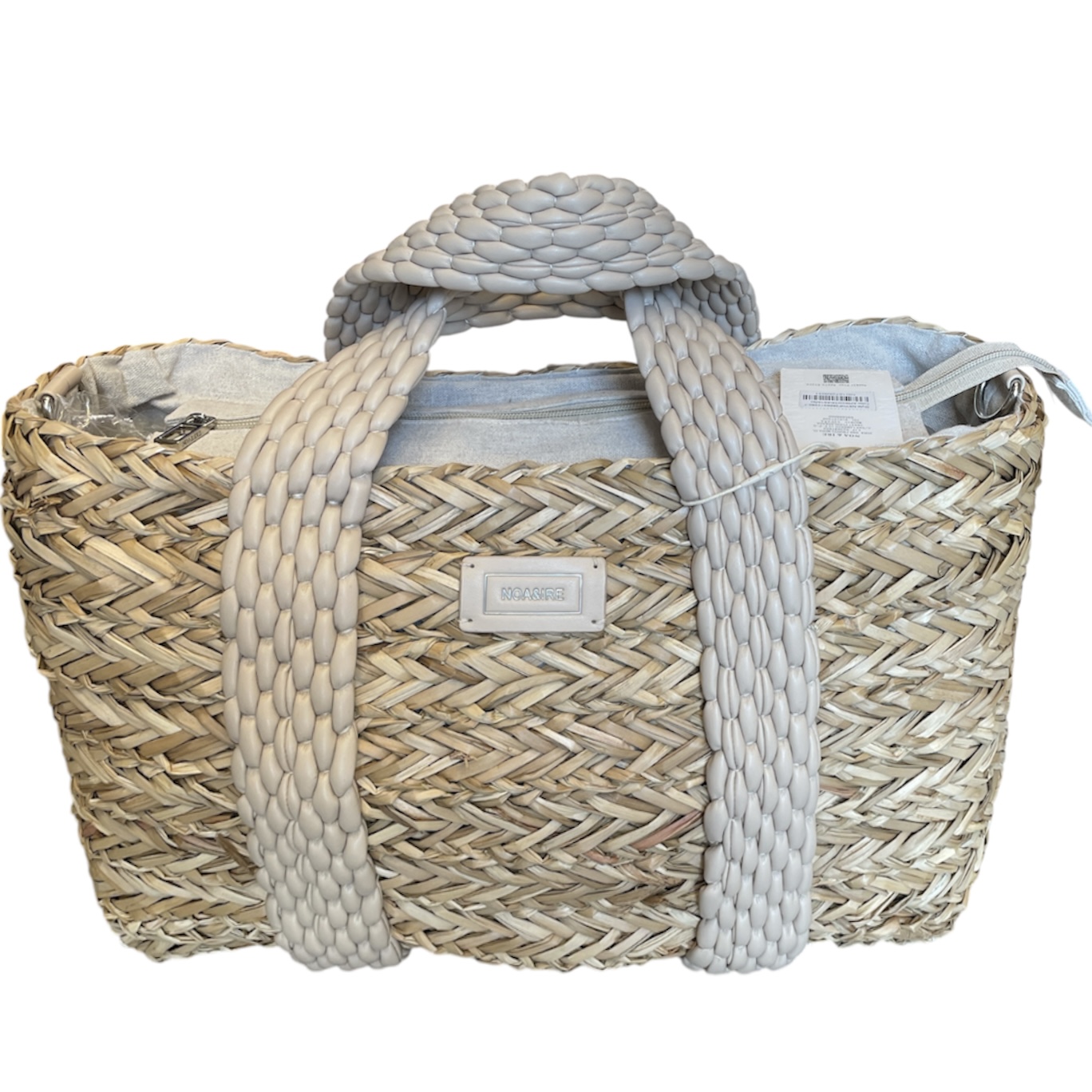 Noa&Ire Beach Bag Beige Leather Straps