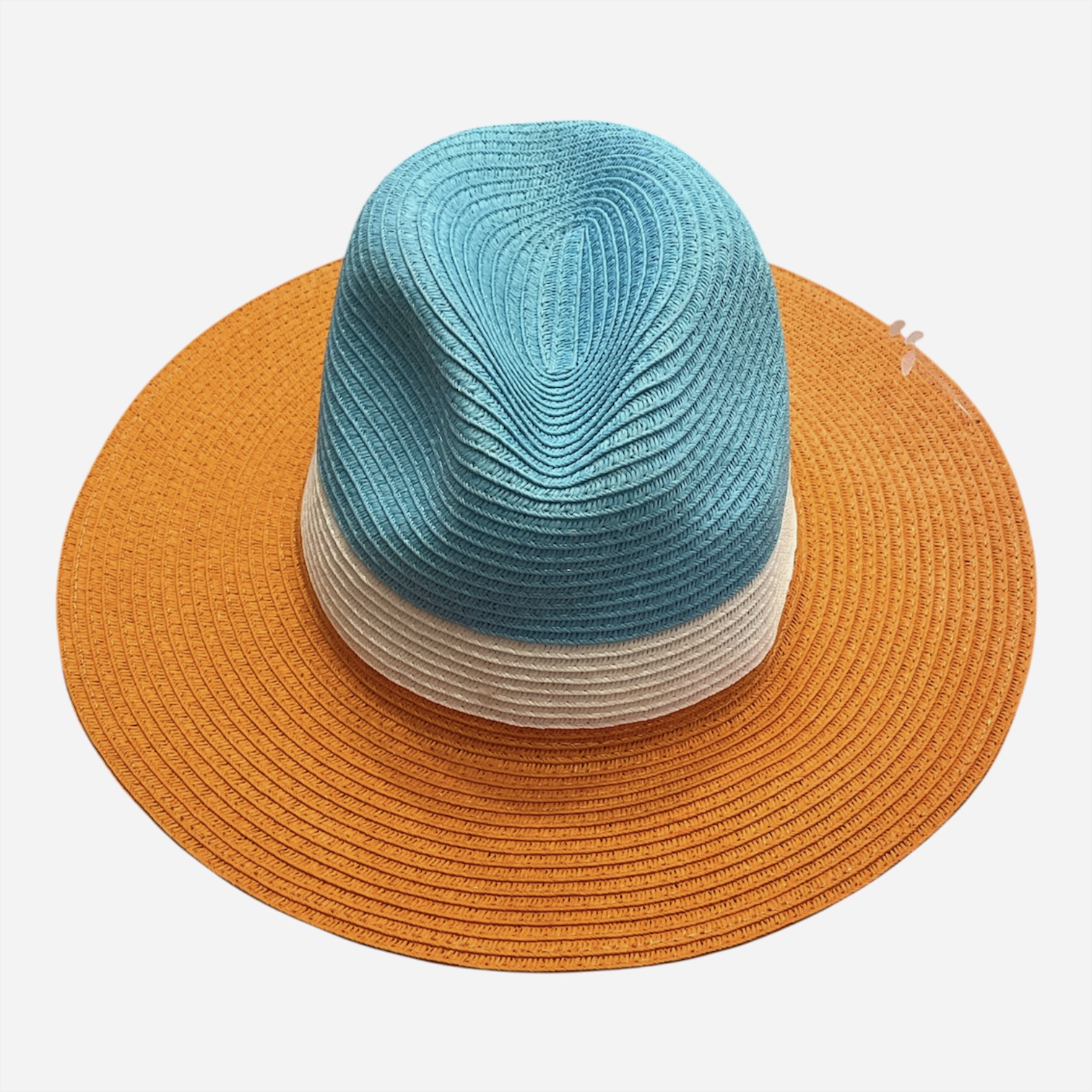 Light Blue, White & Orange Beach Hat
