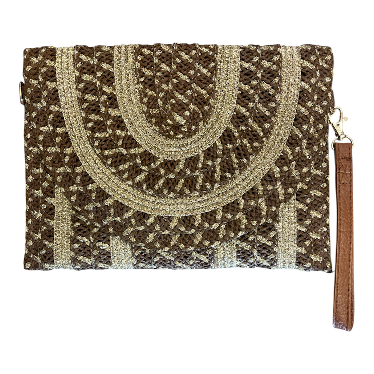 Flora Brown & Gold Pouch